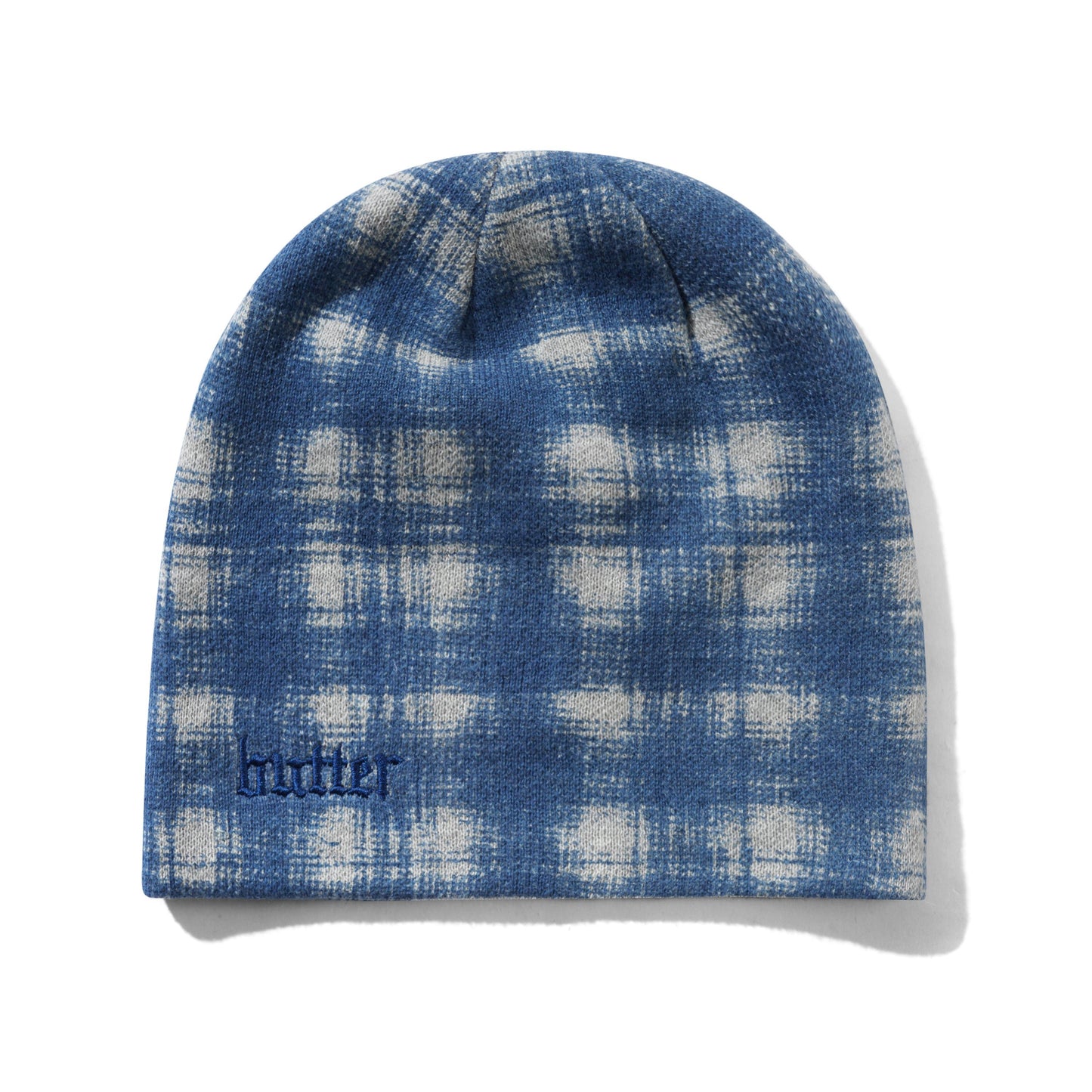 Butter Goods Plaid Skully Beanie - Blue/Grey