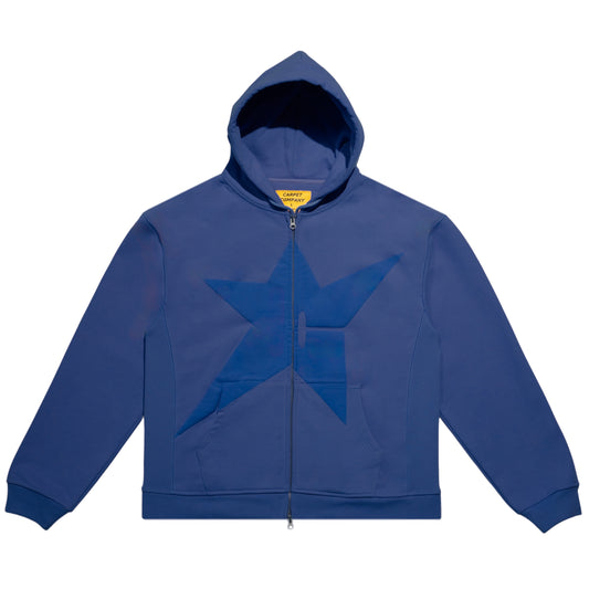 Carpet Company Puff Print Zip Hoodie - Navy Blue