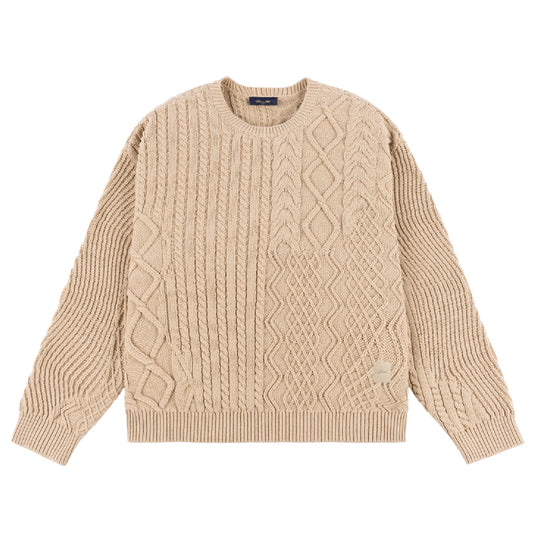 Dime Mixed Cable Knit Sweater - Sand
