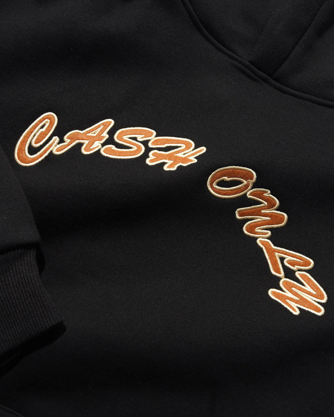 Cash Only Felt Applique Logo Hoodie - Black