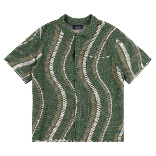 Dime Soleil Knit Button Up Shirt - Green