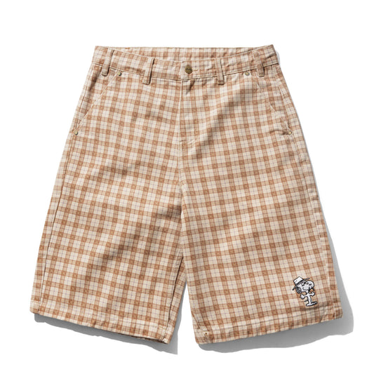 Butter Goods x Peanuts Spike Work Shorts - Sandstone Plaid