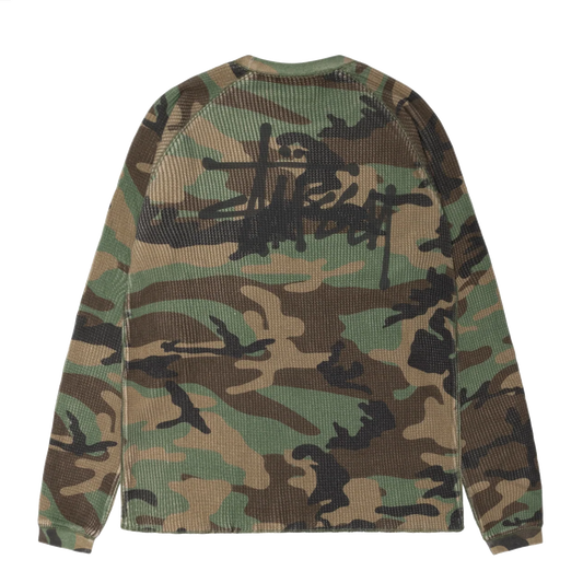 Stussy Raglan Thermal Longsleeve - Woodland Camo