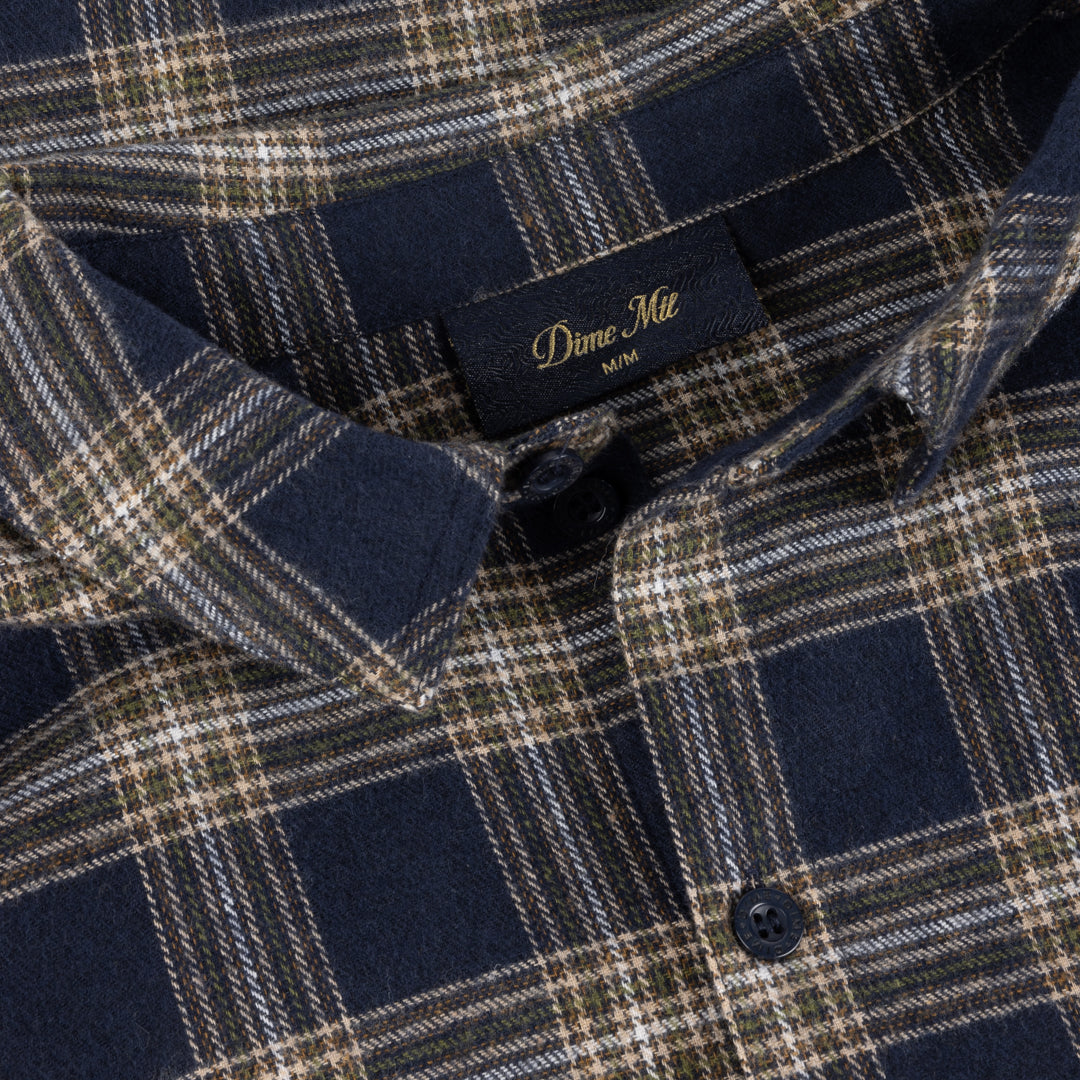 Dime Plaid Flannel Shirt - Navy