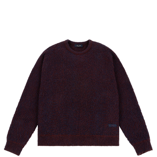 Dime Mohair Wave Knit Sweater - Burgundy