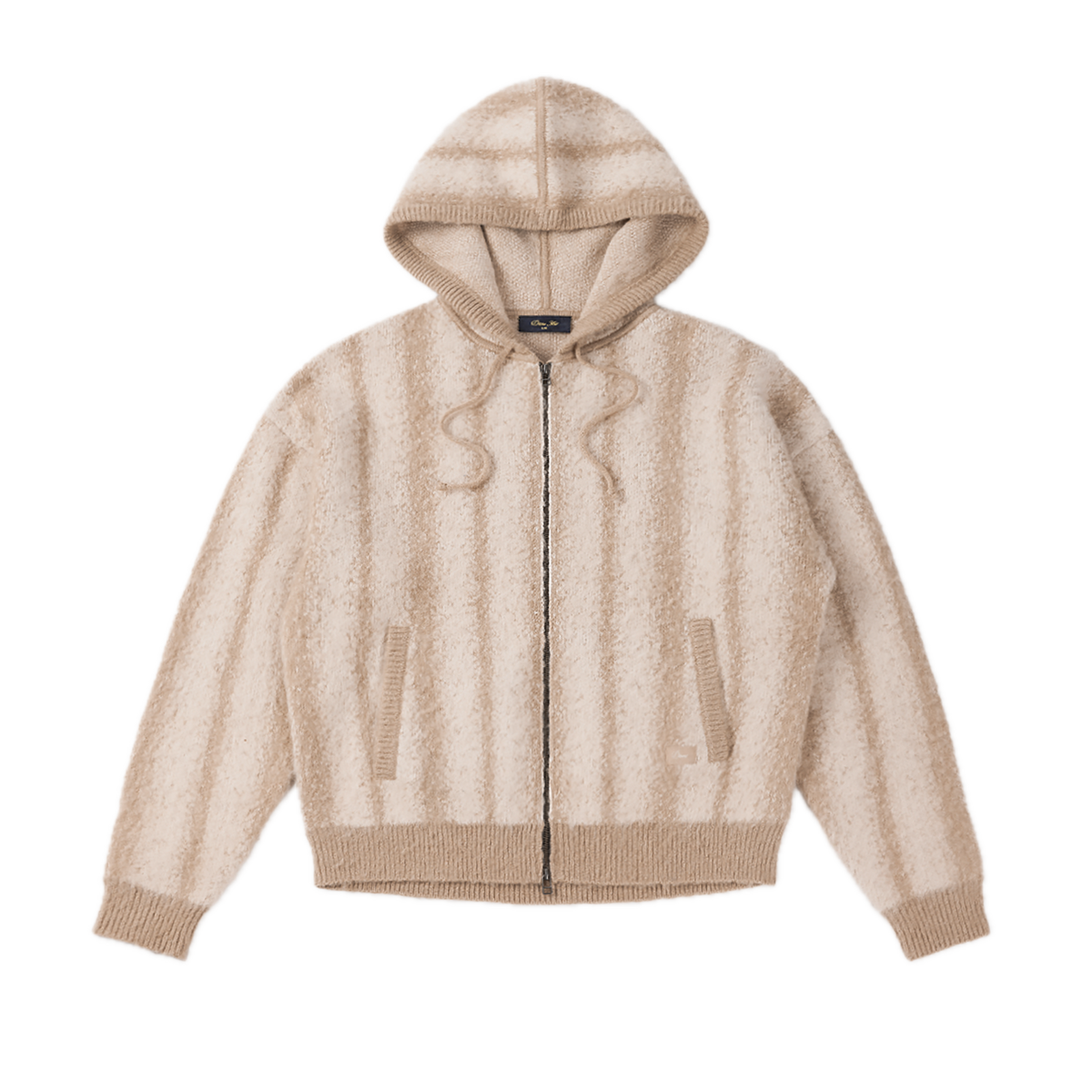 Dime Mohair Striped Zip Hoodie - Cream