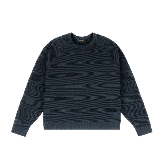 Dime Wave Knit Sweater - Navy