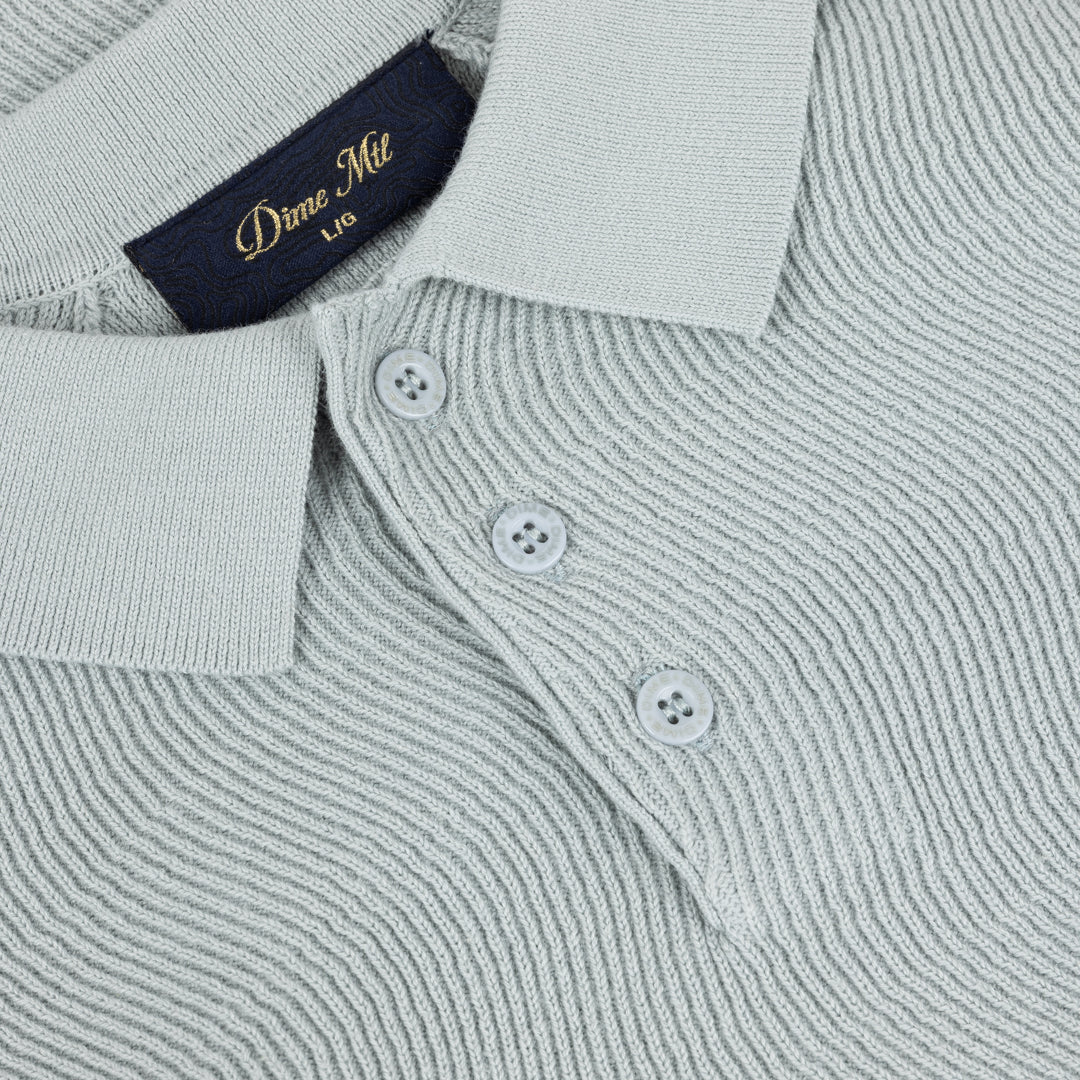 Dime Cable Knit Polo - Seafoam