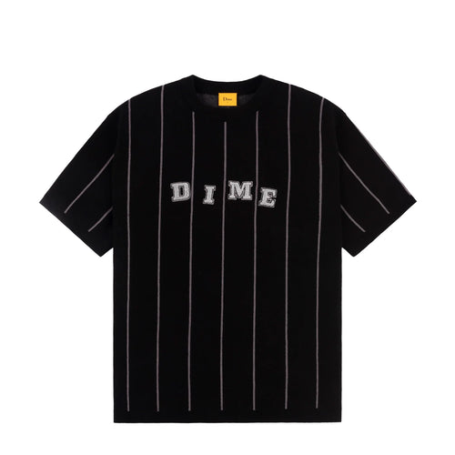 Dime Striped Short Sleeve Knit  - Black
