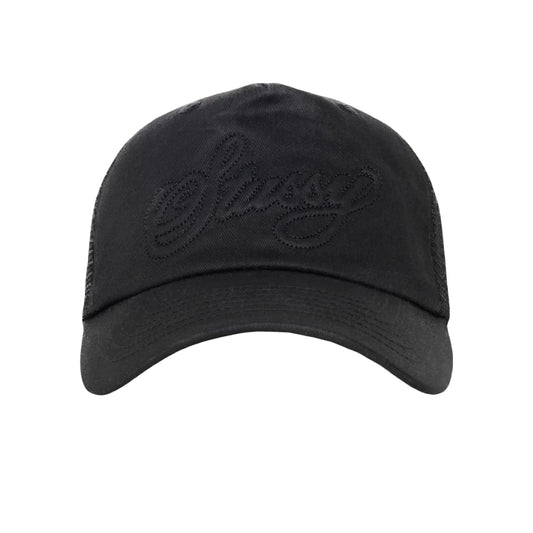 Stussy Cursive Stitch Trucker Cap - Black