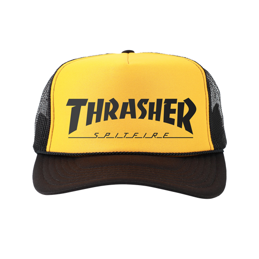 Thrasher x Spitfire Trucker Hat - Black/Gold