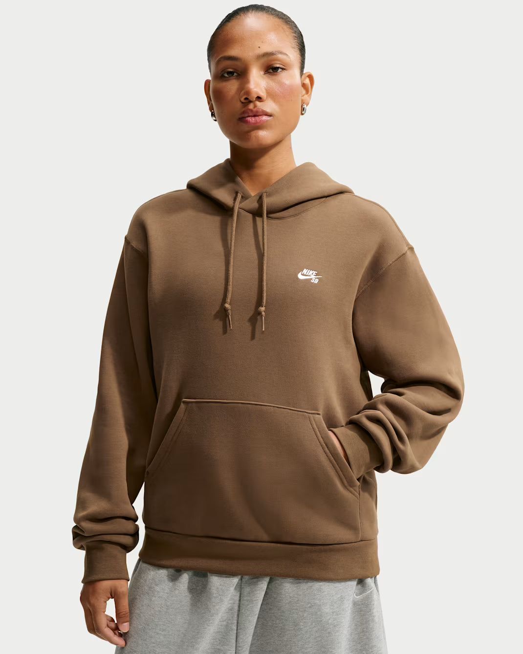Nike SB Embroidered Hoodie - Mosswood Brown/White