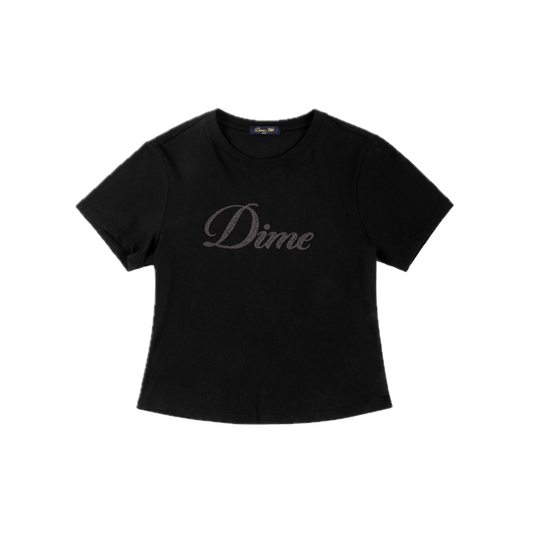 Dime Women's Cursive Crochet Tee - Black