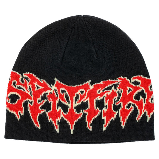 Spitfire Demon Script Skully Beanie - Black/Red/Cream