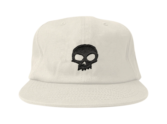 Zero Single Skull Felt Applique Strapback Hat - White/Black