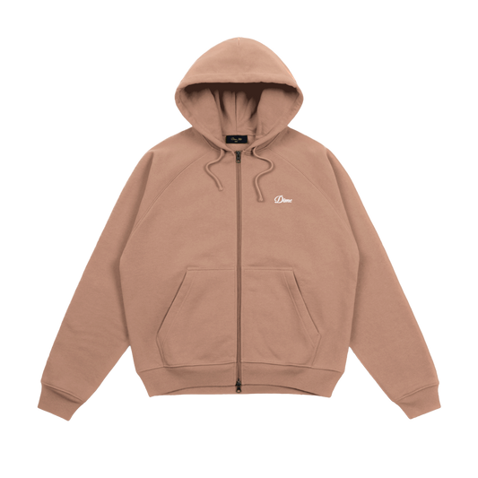 Dime Cursive Small Logo Heavyweight Zip Hoodie - Sepia