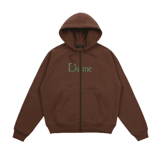 Dime Classic Veins Zip Hoodie - Dark Brown