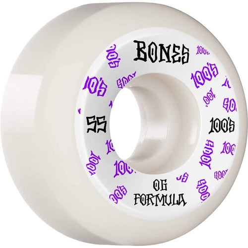 Bones 100s Logo Wheels White - 100A 55mm V5