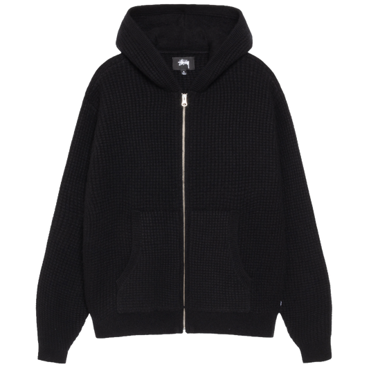 Stussy Waffle Cashmere Zip Hood - Black