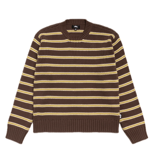Stussy Chunky Cotton Stripe Sweater - Forest