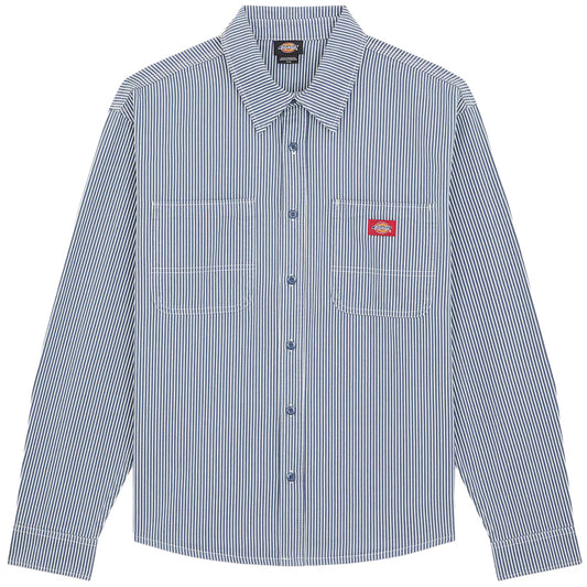 Dickies Hickory Stripe Longsleeve Work Shirt - Retro Indigo