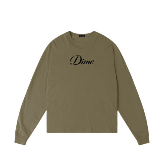 Dime Cursive Longsleeve Tee - Ivy Green
