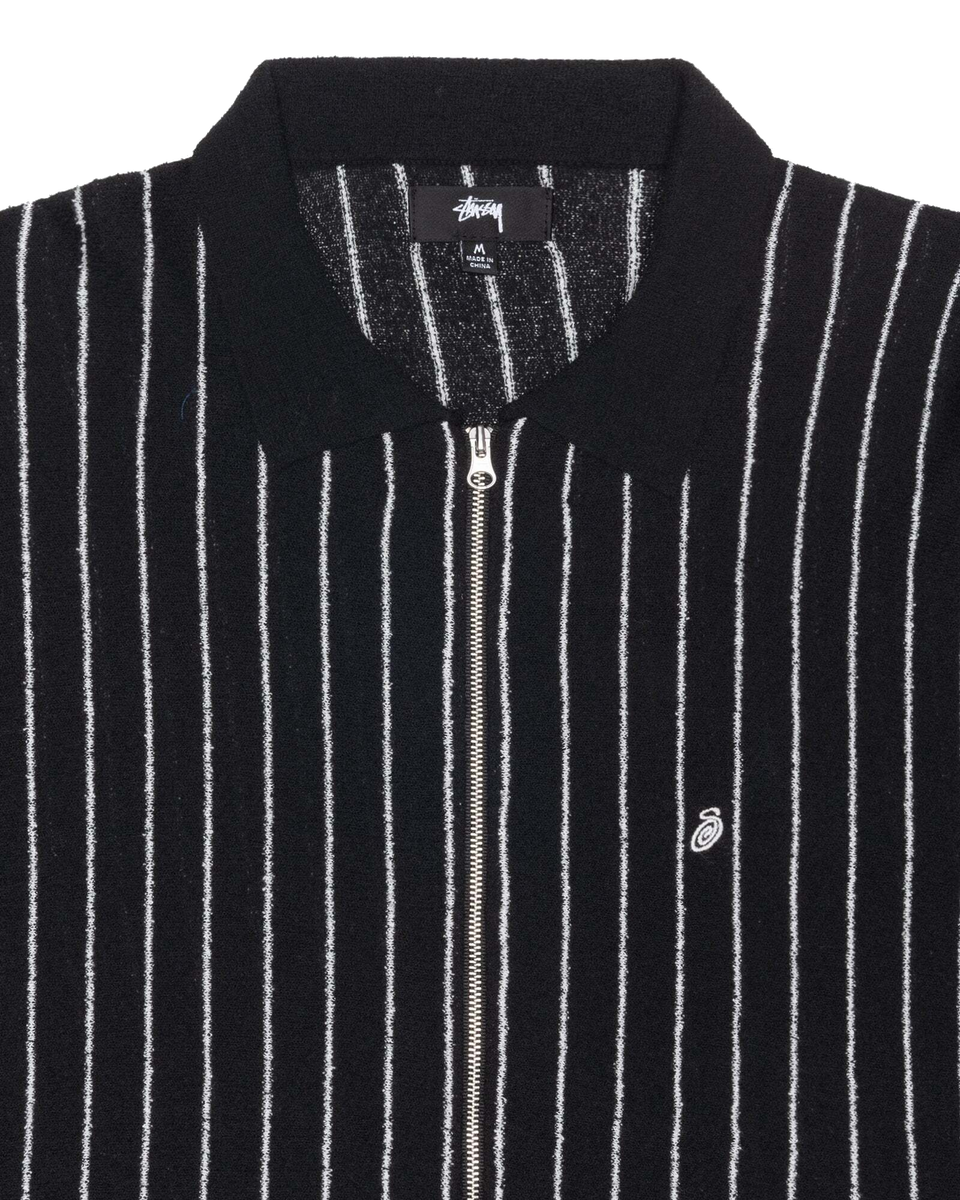 Stussy Light Weight Longsleeve Zip Polo - Black Stripe – Ninetimes