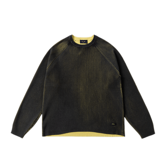 Dime Printed Rib Sweater - Black/Yellow