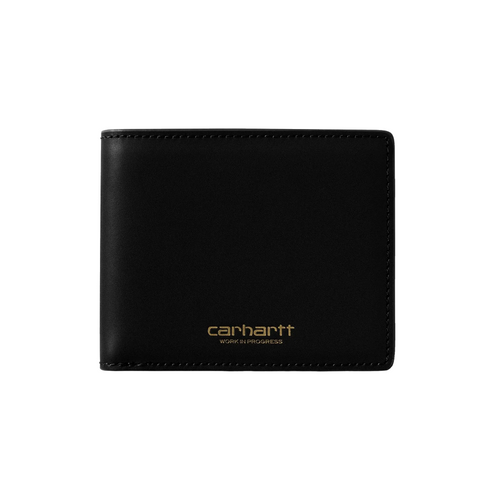 Carhartt WIP Vegas Billfold Wallet - Black Leather/Gold