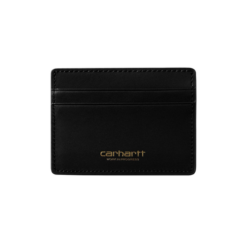 Carhartt WIP Vegas Cardholder - Black Leather/Gold