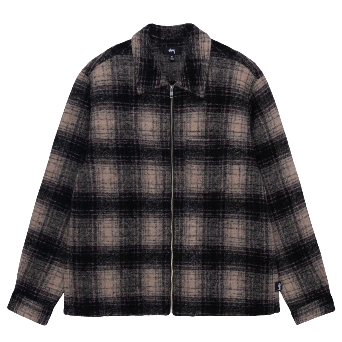 Stussy Wool Plaid Zip Shirt - Lilac