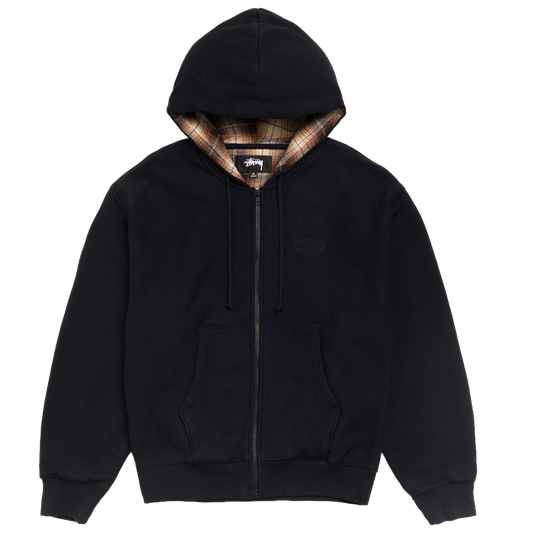 Stussy Plaid Lined Zip Hood - Black