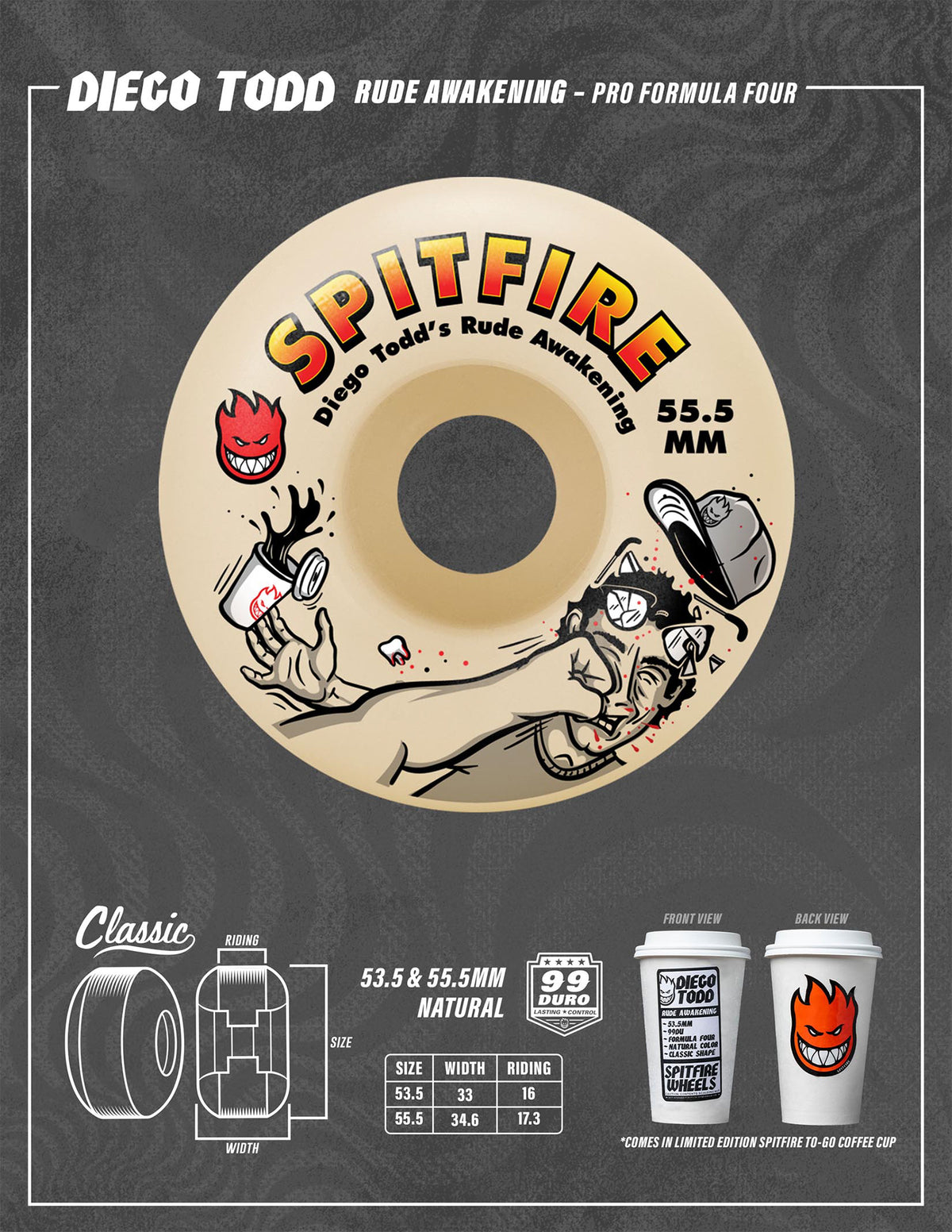 Spitfire Formula Four Todd Rude Awakening Classic Wheels - 99D 53.5mm
