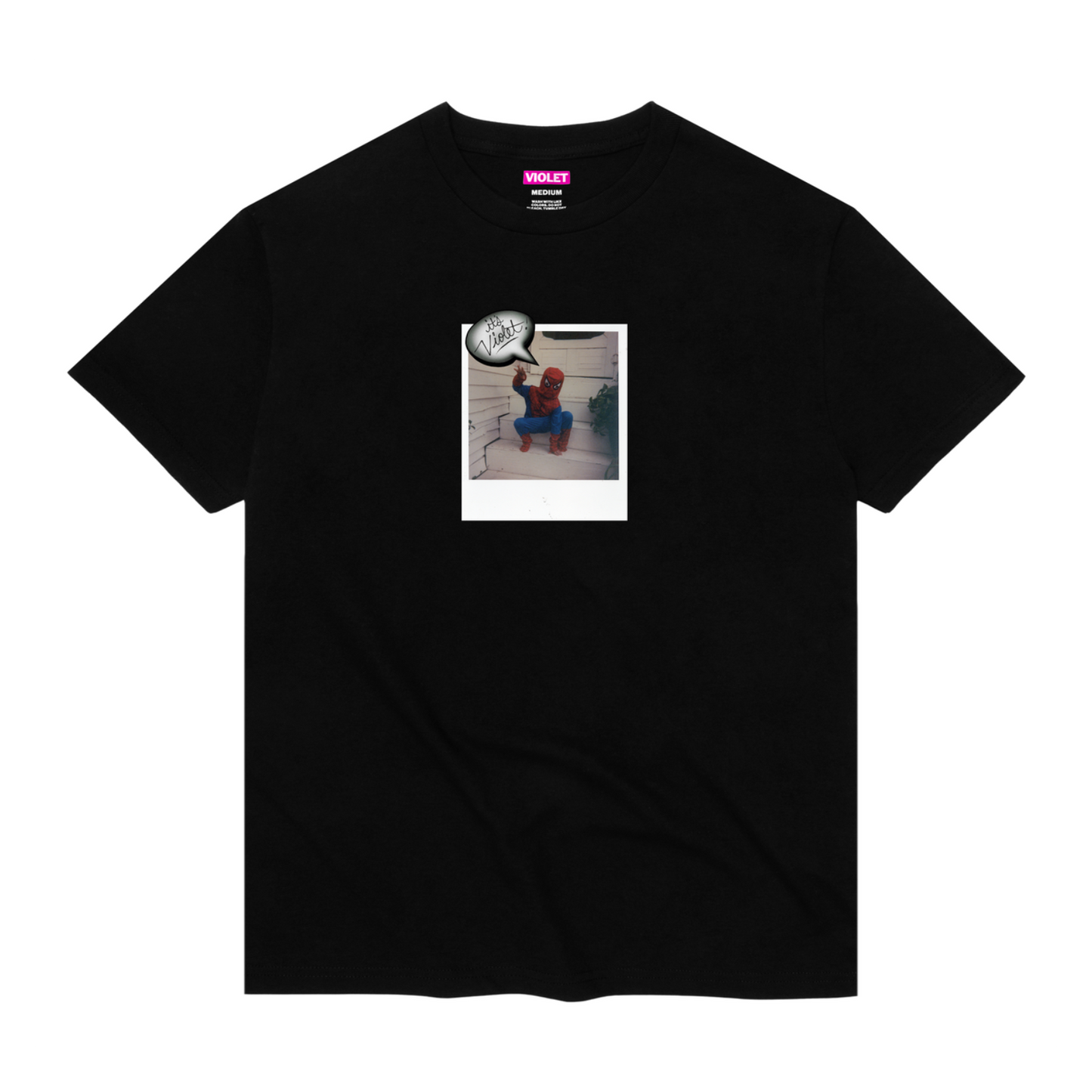 Violet Spiderman Polaroid Tee - Black