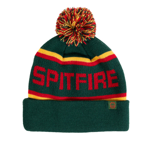 Spitfire Classic '87 Fill Pom Pom Beanie - Dark Green/Gold/Red