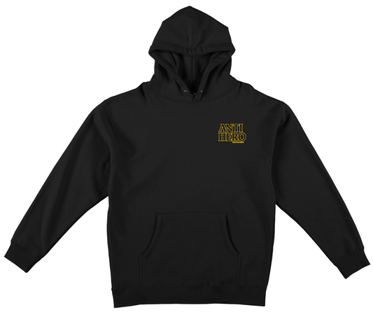 Antihero Lil Black Hero Outline Emb Pullover Hoodie - Black/Yellow