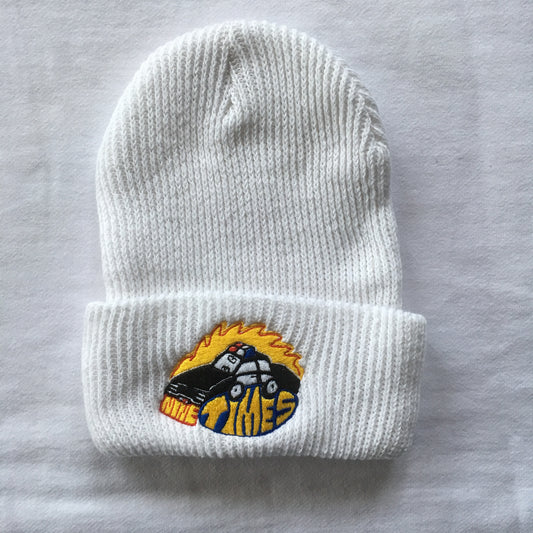 Ninetimes Embroidered Fast Car Beanie - White