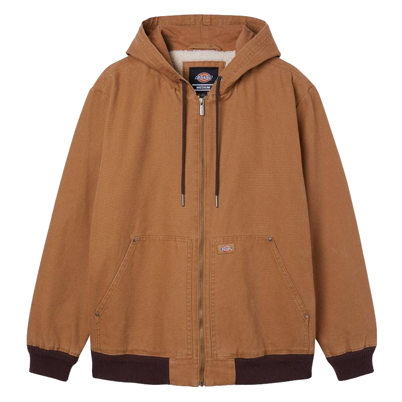 Dickies Hooded Duck Bomber Jacket - Stonewashed Brown
