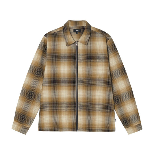 Stussy Jack Shadow Plaid Zip Shirt - Mustard