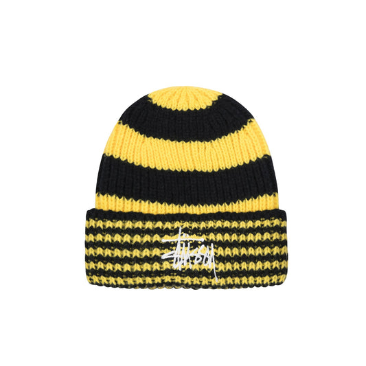 Stussy Striped Big Basic Beanie - Black