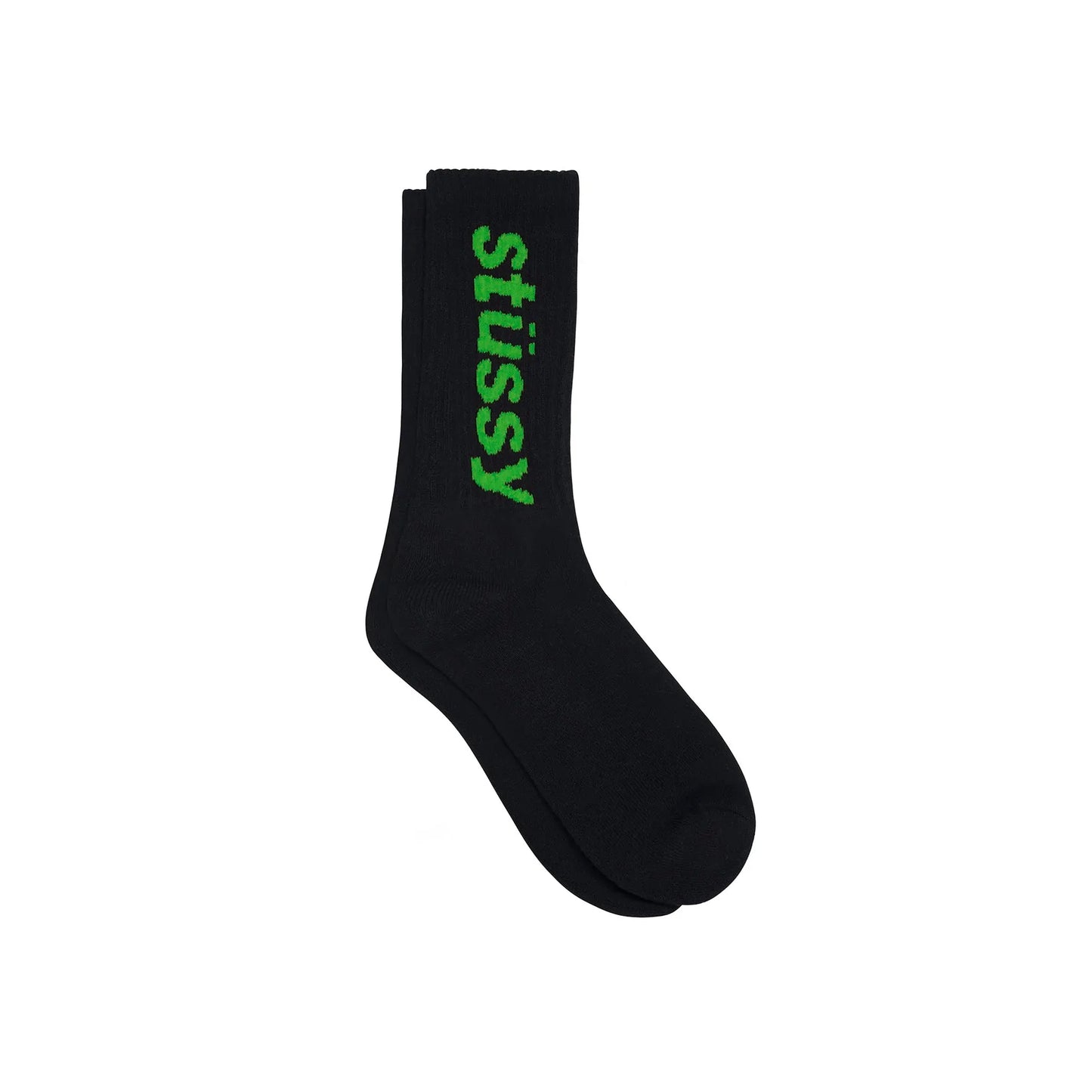 Stussy Helvetica Crew Socks - Black/Green