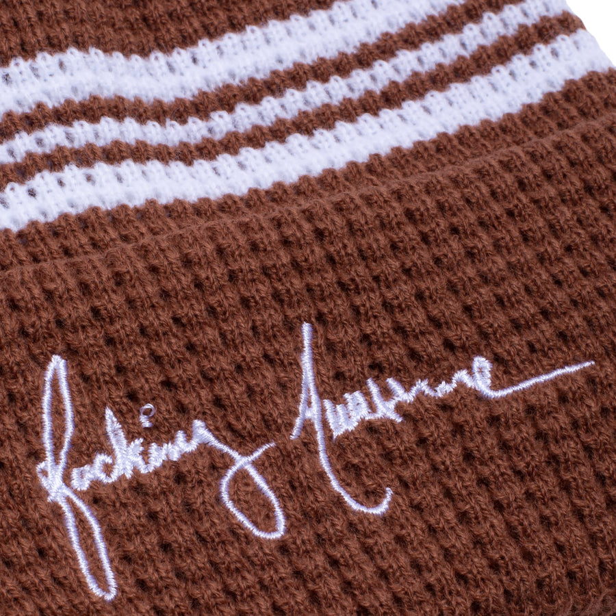 Fucking Awesome Cursive Waffle Cuff Beanie - Brown