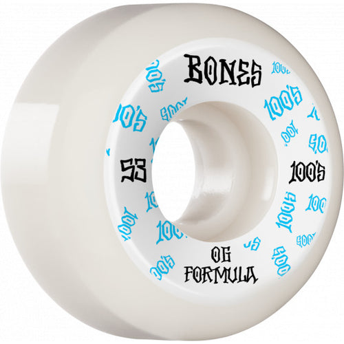 Bones 100s Logo Wheels White - 100A 53mm V5