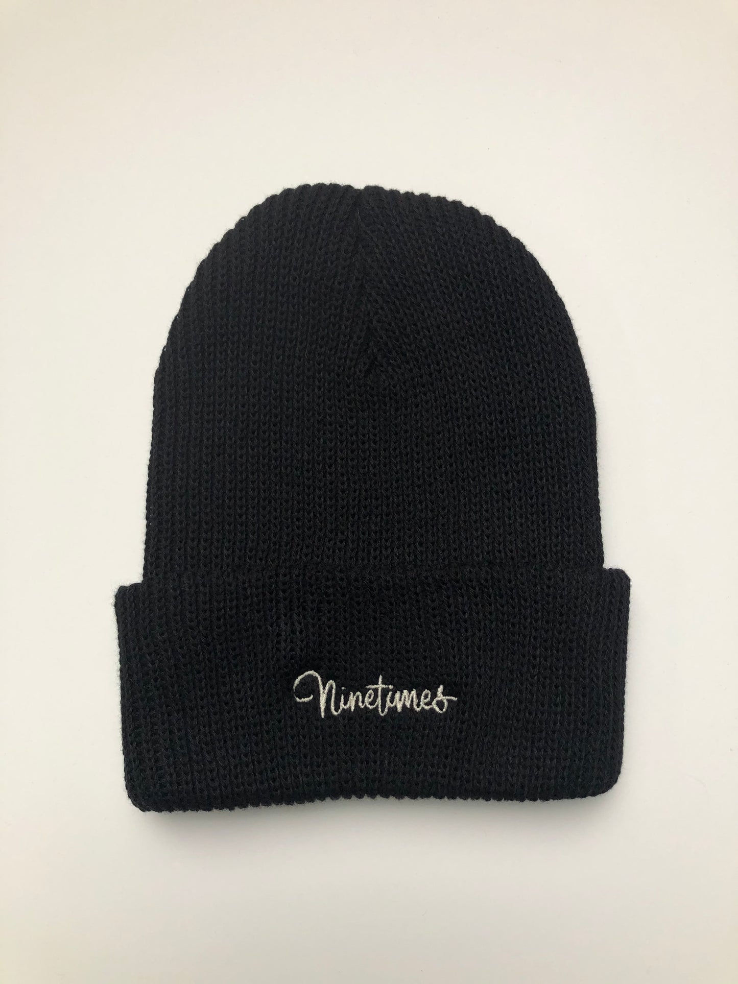 Ninetimes Script Embroidered Beanie - Black