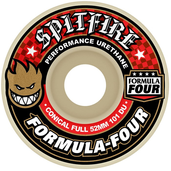 Spitfire Formula Four Conical Full Wheels - 101D 54mm Red Print