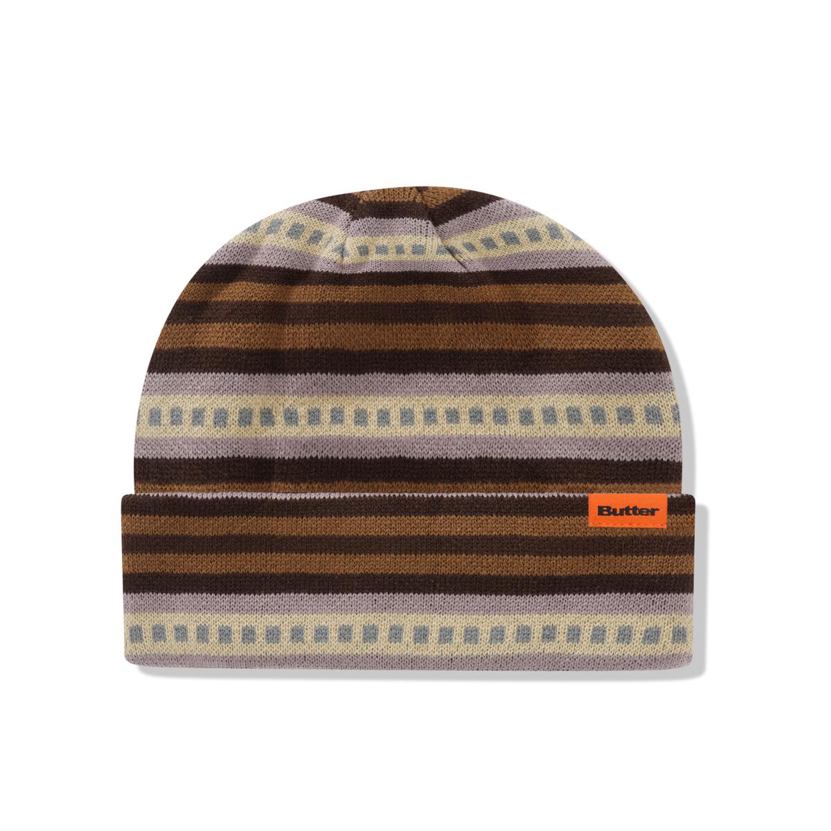 Butter Goods Linear Cuff Beanie - Brown/Tan