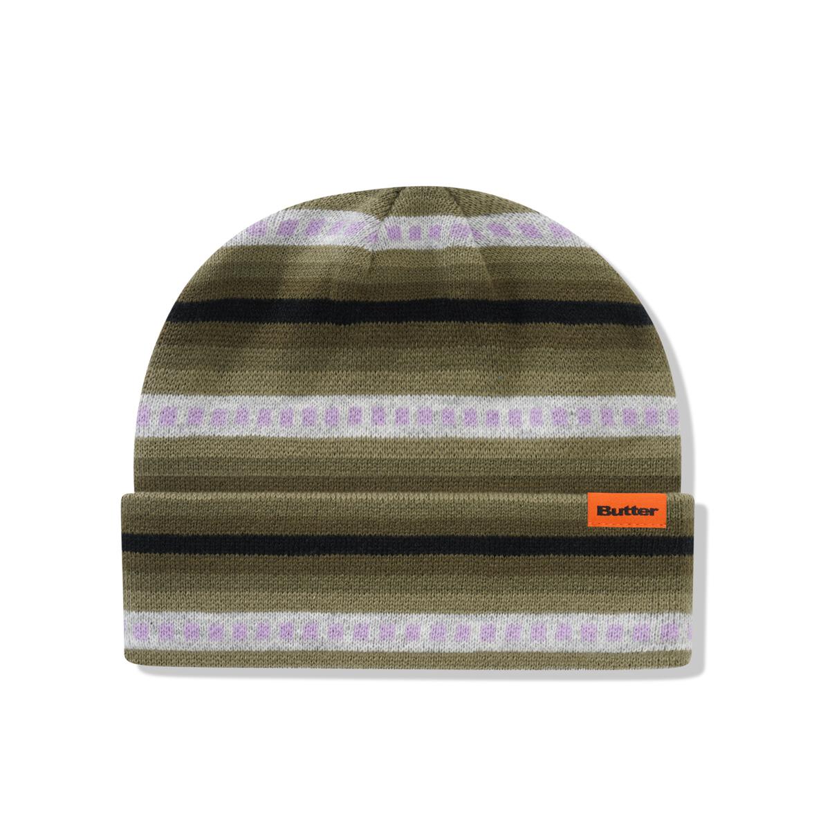 Butter Goods Linear Cuff Beanie - Army/Purple