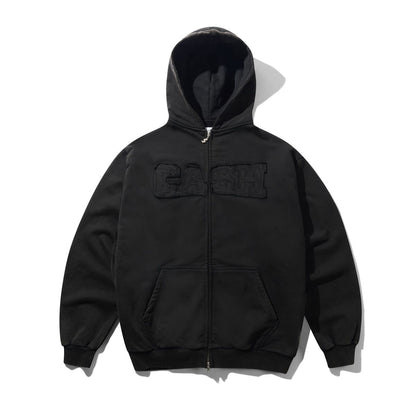 Cash Only Campus Zip-Thru Hoodie - Washed Black