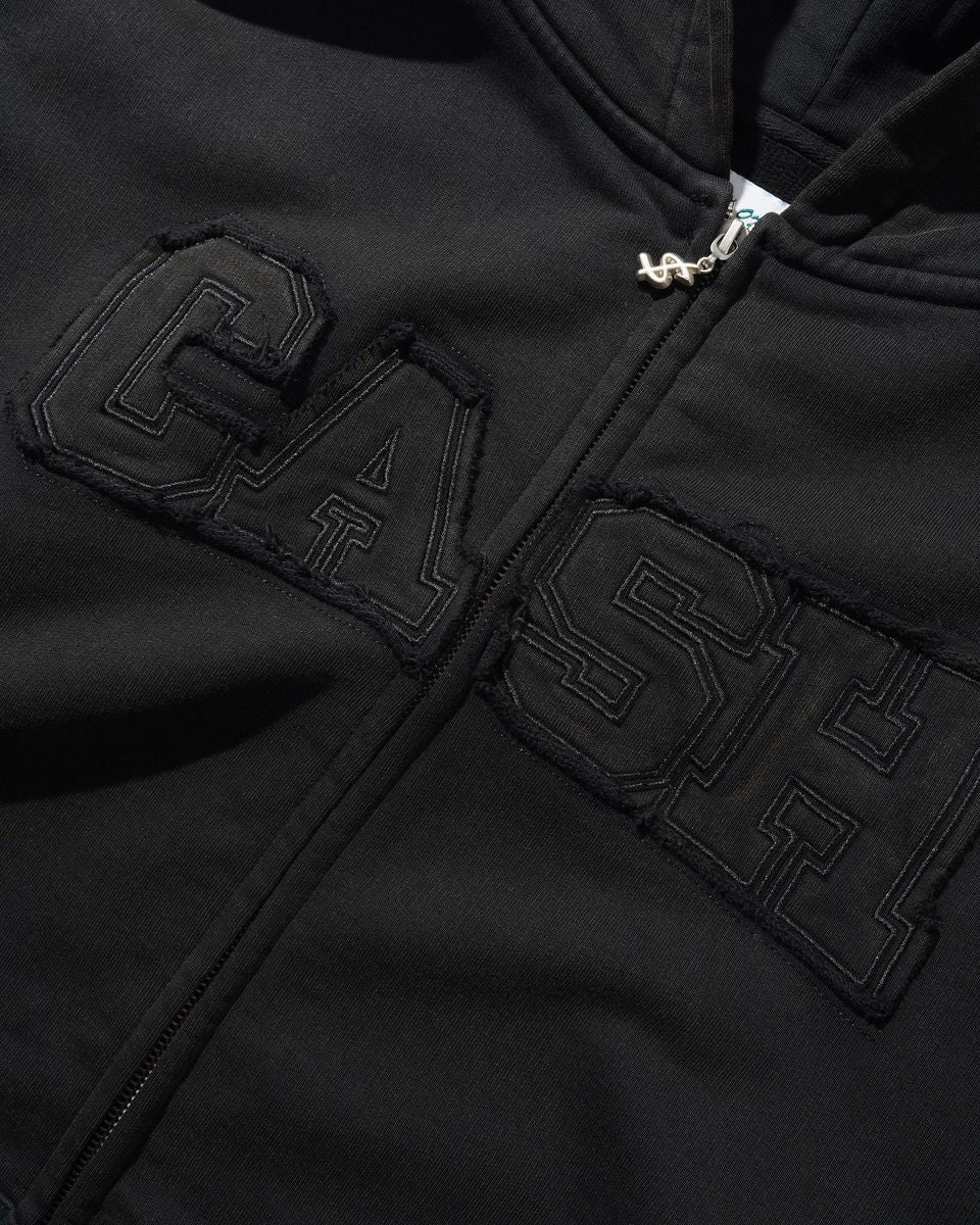 Cash Only Campus Zip-Thru Hoodie - Washed Black