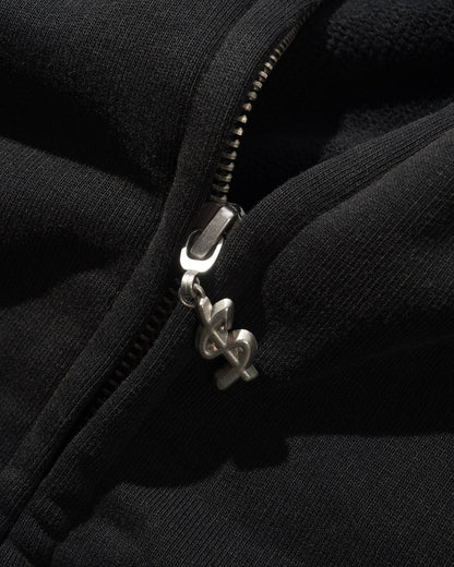 Cash Only Campus Zip-Thru Hoodie - Washed Black